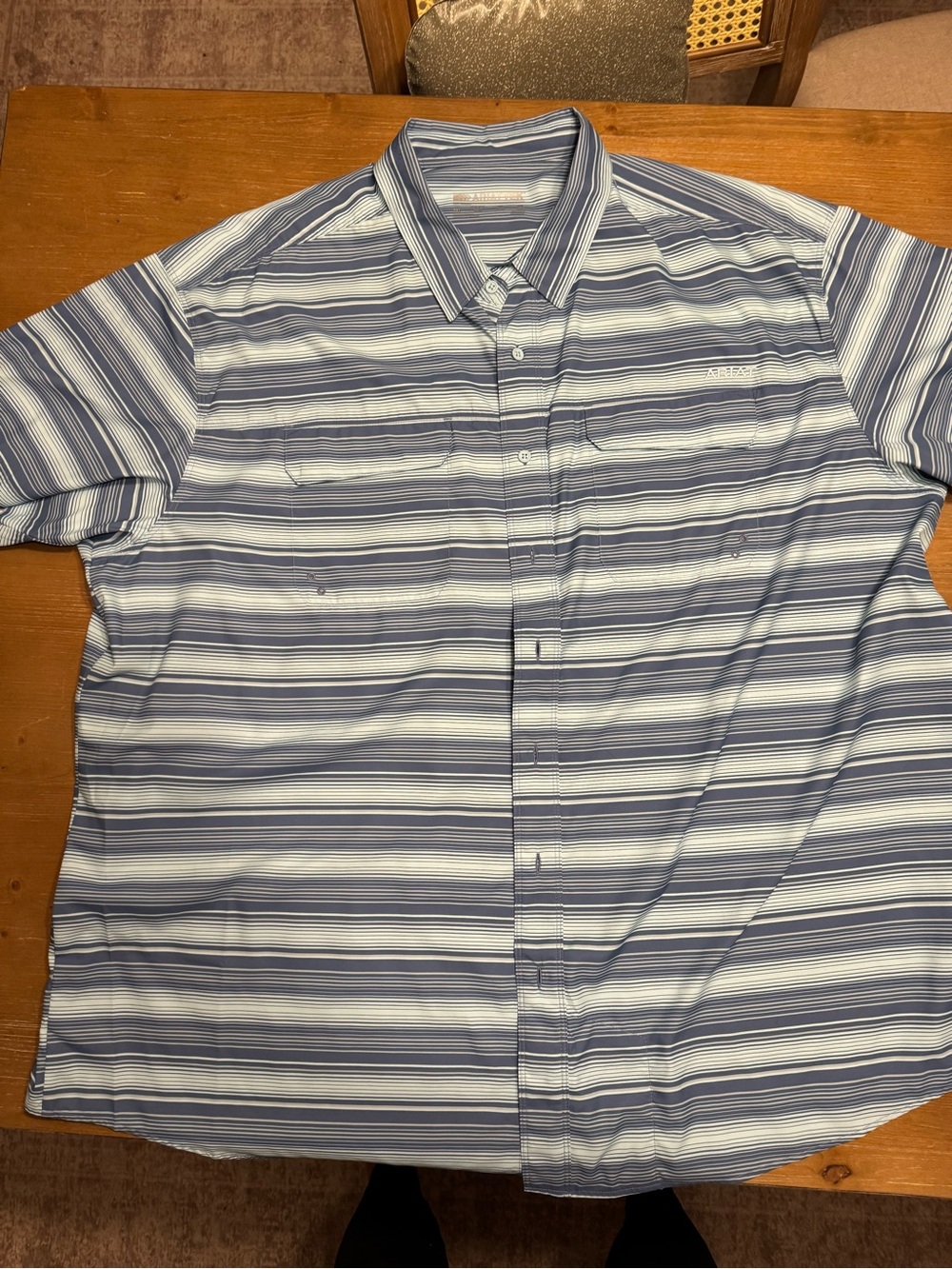 Ariat Blue and White Striped Short-Sleeve Polo Shirt Big and Tall